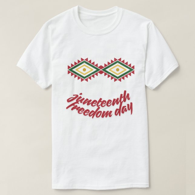 Camiseta Dia de Liberdade Juneteenth Padrão Geométrico Trad (Frente do Design)