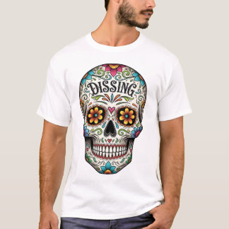 Camiseta Dia de los muertes crânio. Dia Mexicano dos Mortos