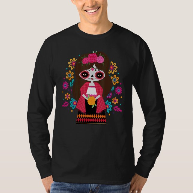 Camiseta Dia De Los Muertos Baby Girl Sugar Skull Day of Th (Frente)
