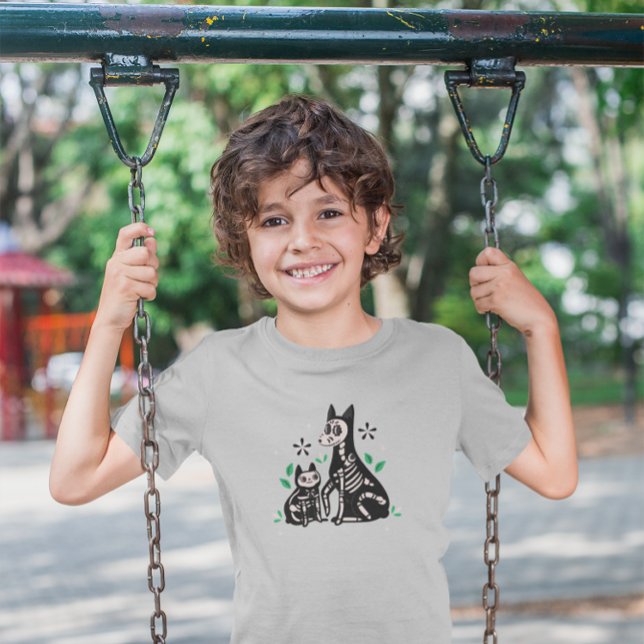 Camiseta Día de los Muertos Cat & Dog Skeleton (Criador carregado)