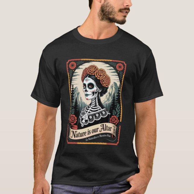 Camiseta Dia de Los Muertos Catrina para Protetores do Parq (Frente)