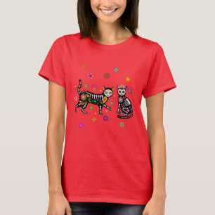 Camiseta Dia De Los Muertos Cats