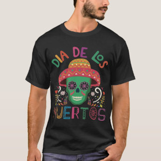 Camiseta Dia De Los Muertos - Caveira Colorida Com SombT-Sh