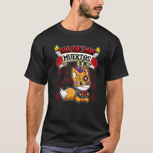 Camiseta Dia De Los Muertos Da Raposa Morta (Frente)