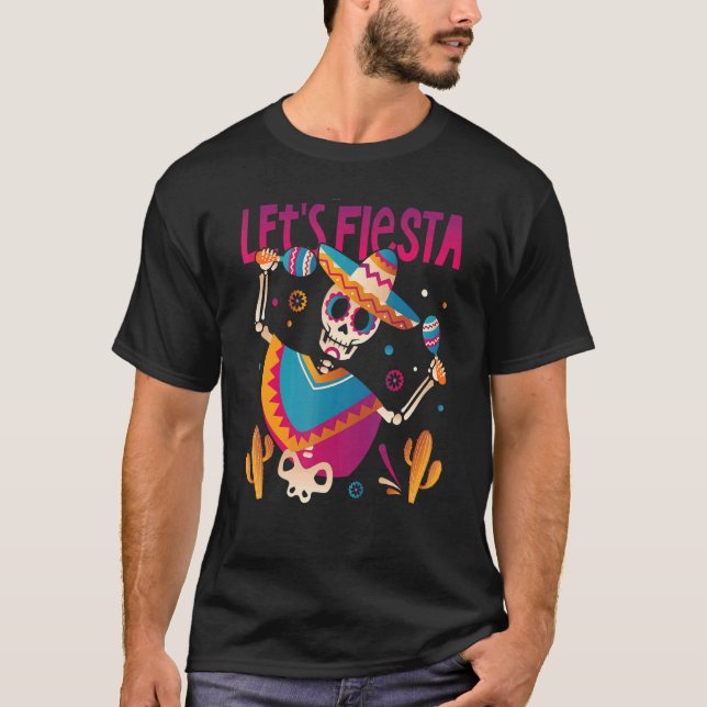 Camiseta Dia De Los Muertos Deixa Fiesta Morto Dançarina Me (Frente)