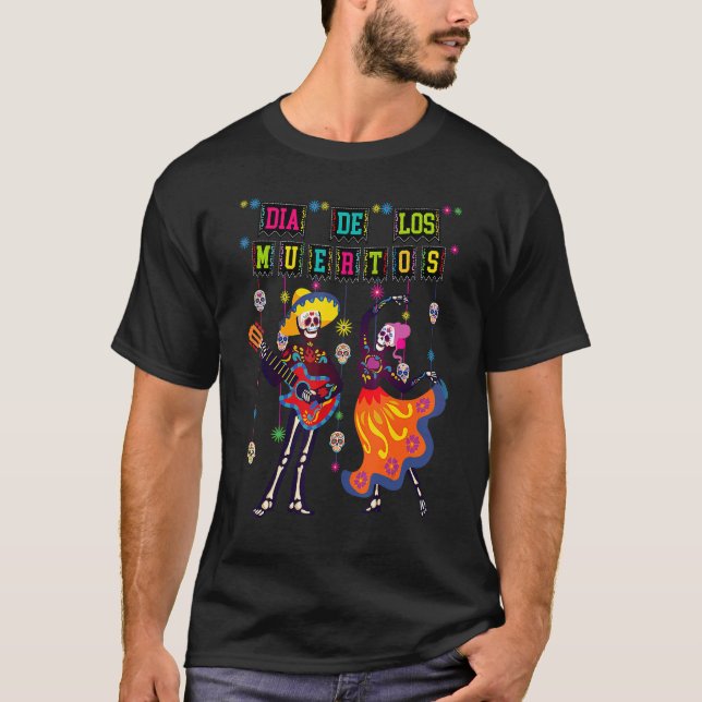 Camiseta Dia De los Muertos Dia do Morto Skeleton Dancing C (Frente)