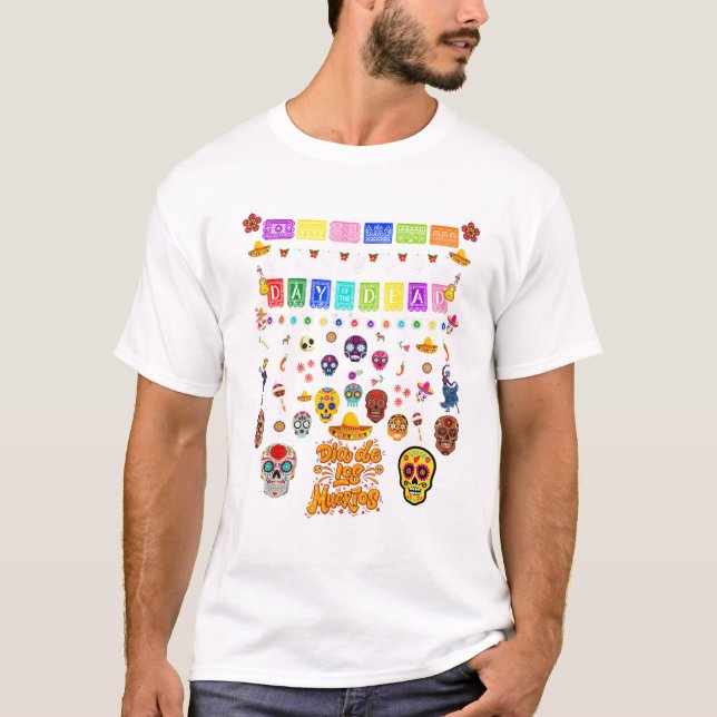 Camiseta Dia De Los Muertos Dia Engraçado (Frente)