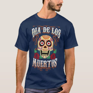 Camiseta Dia de Los Muertos do Crânio do México Morto