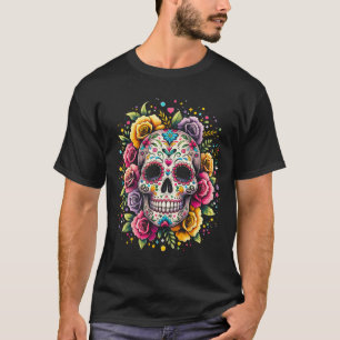 Camiseta Dia De Los Muertos Do Hallowe Do Crânio Do Açúcar 