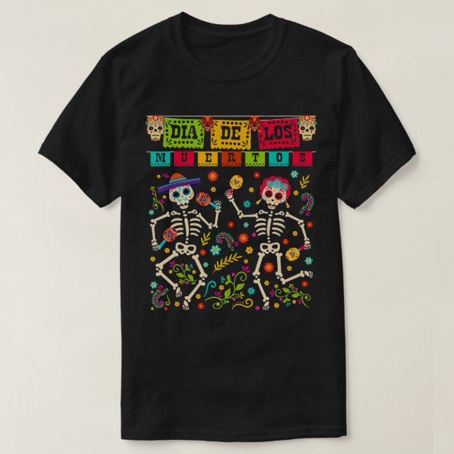 Camiseta Dia De los Muertos Figurino Dia dos Mortos de Skel (Frente do Design)