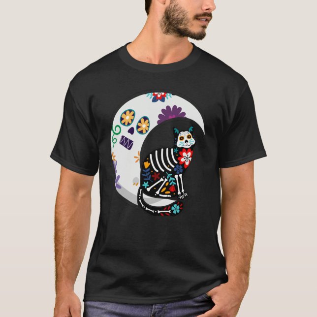 Camiseta Dia de los Muertos in Mexico or Sugar Skull Cat an (Frente)