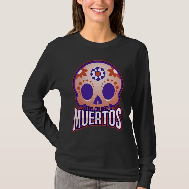 Camiseta Dia de los muertos Modern colourful Skull (Frente)