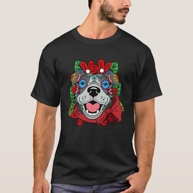 Camiseta Dia de los Muertos ou Caveira ou poço de crânio de (Frente)