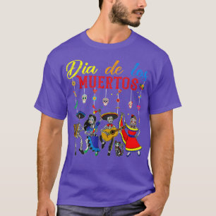 Camiseta Dia De Los Muertos Skeleton Dançando Meican Cinco