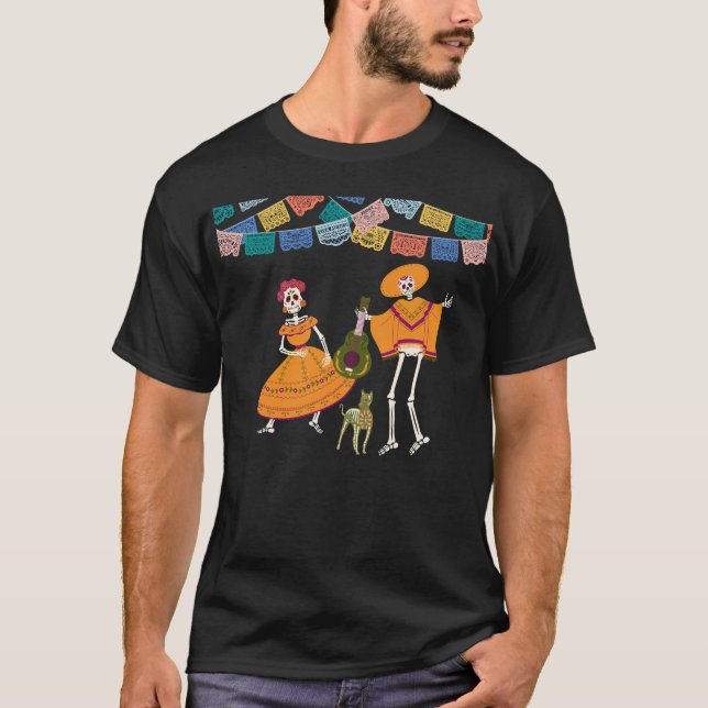 Camiseta Dia De Los Muertos Skeletons (Frente)