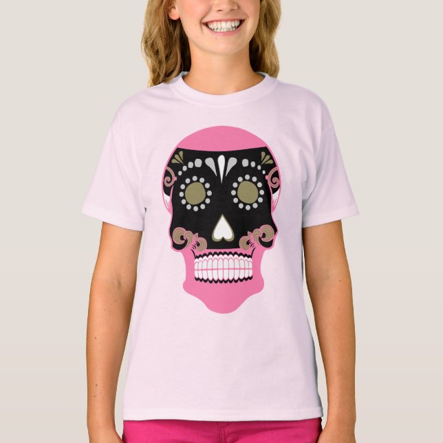 Camiseta Día De Los Muertos Skull Impressão (Frente)