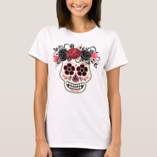 Camiseta Dia de los Muertos Sugar Crull com Rosas pretos