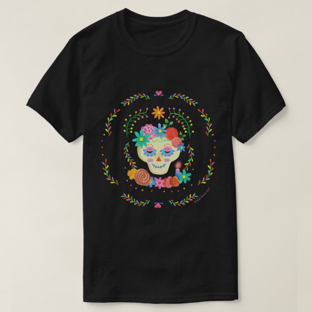Camiseta Día de los Muertos Sugar Skull Design (Frente do Design)