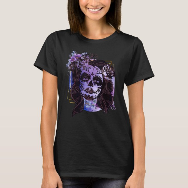 Camiseta Dia de los Muertos Witchy Sugar Skull Woman (Frente)