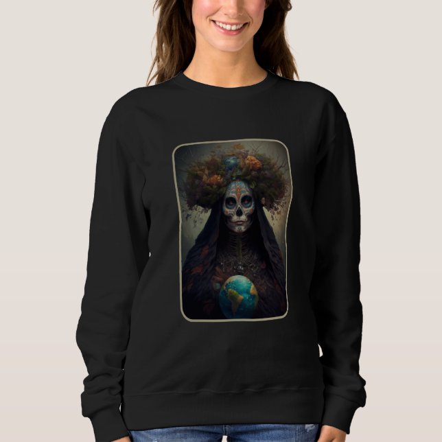 Camiseta Dia De Muertos Mother Earth Dead Women Floral Suga (Frente)