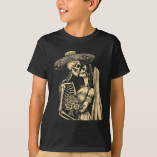 Camiseta Dia De Muertos Sugar Skull Casal Skeleton Bride W
