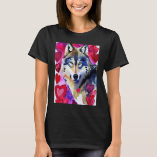 Camiseta Dia de os namorados Amor Coração Namorada Lobo Bon