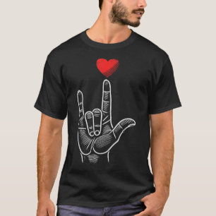 Camiseta Dia de os namorados Asl I Love You Ham Sinal Langu