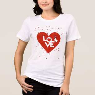 Camiseta Dia de os namorados azul negro coração feminino