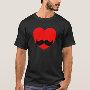 Camiseta Dia de os namorados bigode Hearts Men Boys Pajama