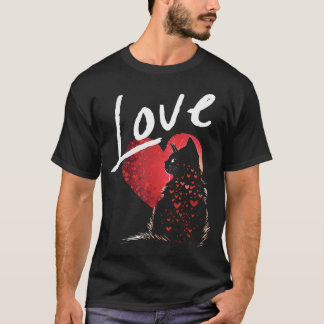 Camiseta Dia de os namorados Black Cat Love Mãe