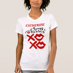 Camiseta Dia de os namorados Bold XOXO Hugs e Kisses