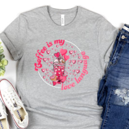 Camiseta Dia de os namorados bonito, café é meu Namorados