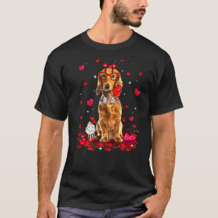 Camiseta Dia de os namorados Bonito Cão Cachado Cachorro Fi
