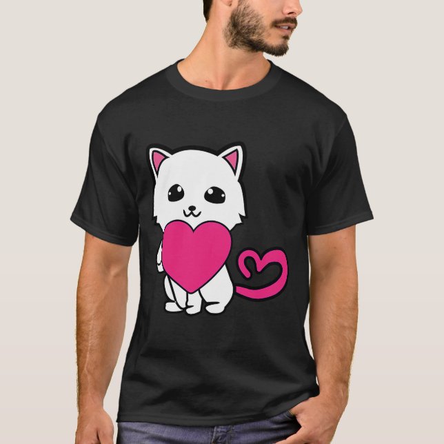 Camiseta Dia de os namorados Cat Love Feline Kitten Fan (Frente)