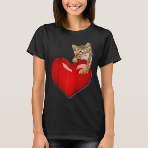 Camiseta Dia de os namorados Cat w Red Heart gatinho fofo v
