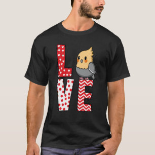 Camiseta Dia de os namorados Cockatiel Adoro Namorados Cora