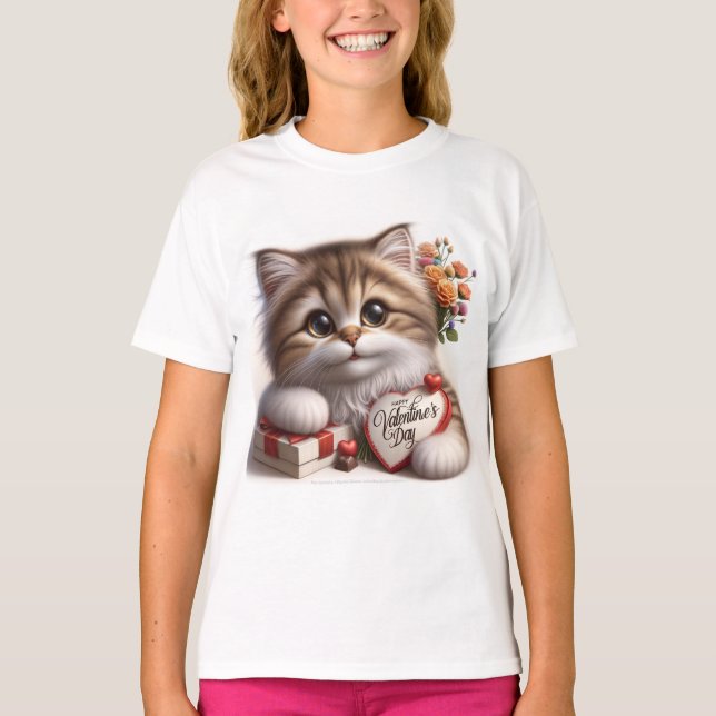 Camiseta Dia de os namorados com gato (Frente)