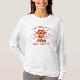 Camiseta Dia de os namorados Coquette Highland Cow