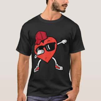 Camiseta Dia de os namorados Coração Dab Homens Engraçados 