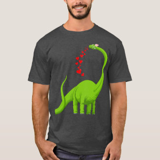 Camiseta Dia de os namorados Coração Dinossauro Brachiosaur