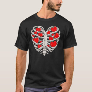 Camiseta Dia de os namorados Coração Moldado Ribcage Pequen