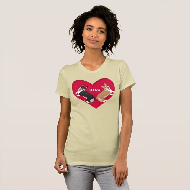 Camiseta Dia de os namorados Corgi (Frente Completa)