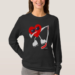 Camiseta Dia de os namorados Dabbing Heart Hockey Stick