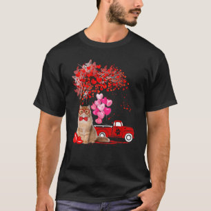 Camiseta Dia de os namorados de Árvore do Coração de Gato P