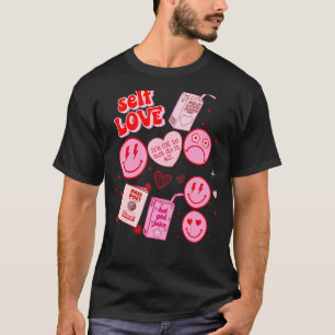Camiseta Dia de os namorados De Autoamor Feliz Rosto Boho