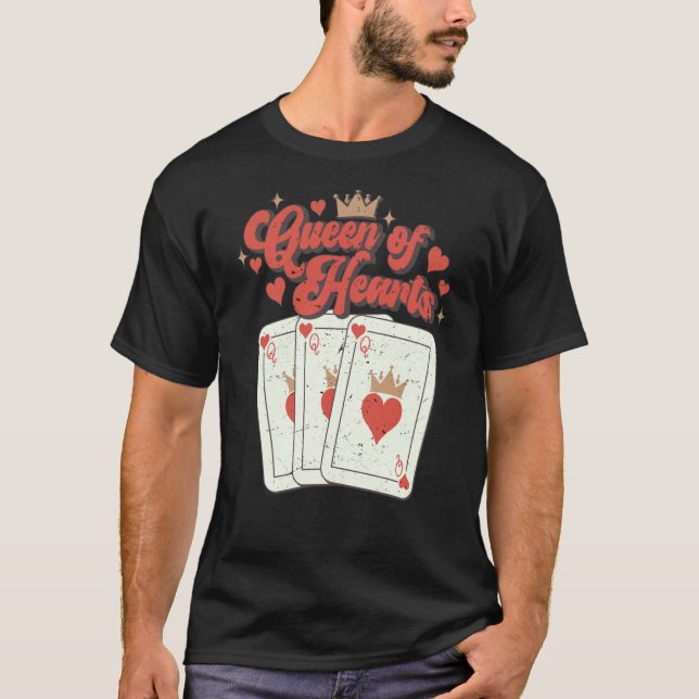 Camiseta Dia de os namorados De Cartões Retron Queen Of Hea (Frente)