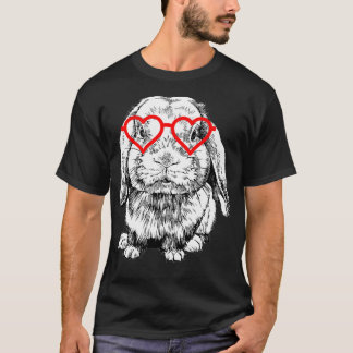 Camiseta Dia de os namorados de coelho Bunny Holland Lop Mã