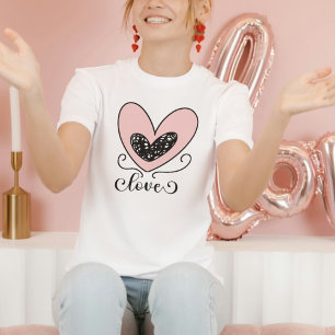 Camiseta Dia de os namorados de Corações Bonitos com Tipogr