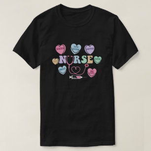 Camiseta Dia de os namorados de Enfermeira Groovy Heart Can