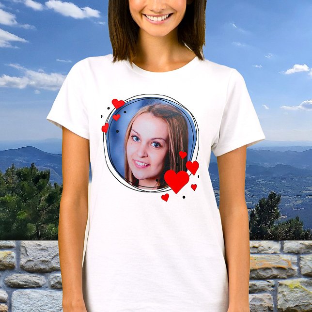 Camiseta Dia de os namorados de Fotos Enquadrada pelo Red H (Criador carregado)